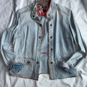 GAP Light Blue Denim Jacket with Colorful Trim